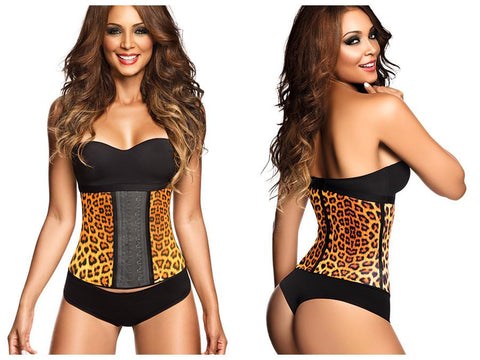 2024 Latex Sport Workout Waist Cincher Corset Animal Print